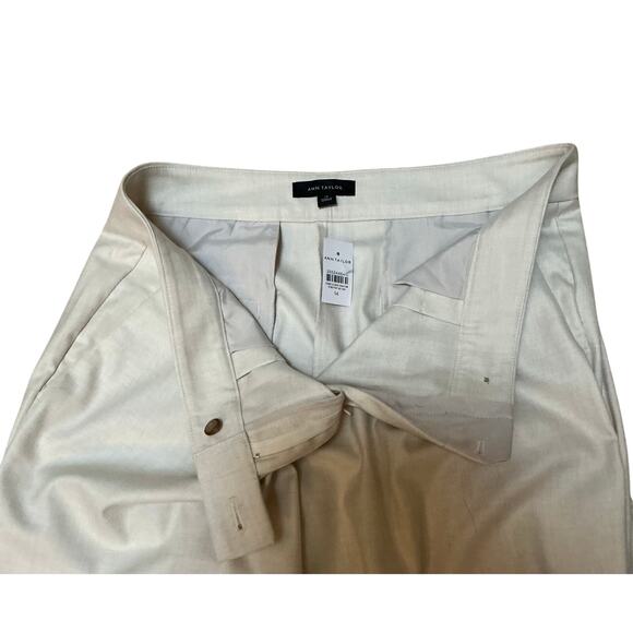 Classic Tailored Ann Taylor Straight Leg High-Rise Pleated Pants Cream SZ 14 NWT - Picture 8 of 10